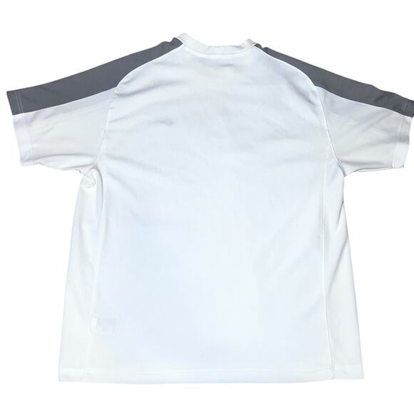 Vintage Nike white  gray embroidered  strip nike swish textured T-shirt men XL - Picture 2 of 7